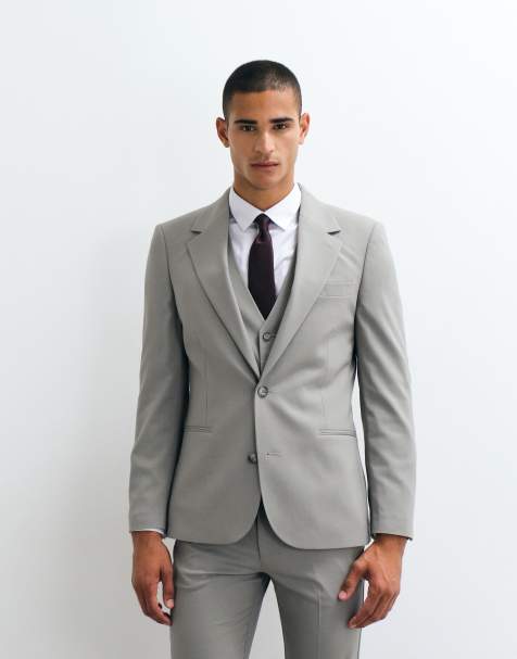 Chaqueta de traje ajustada en gris de ASOS DESIGN - view 1
