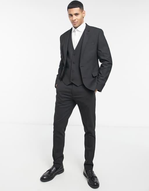 Chaqueta de traje ajustada en negro de ASOS DESIGN, 4 de 4