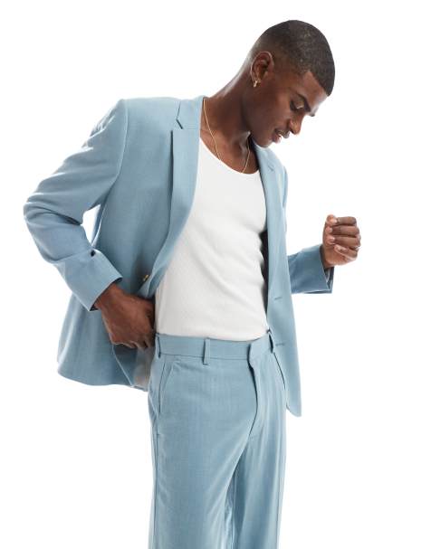 Chaqueta de traje azul claro veraniega de corte estándar de ASOS DESIGN - view 1