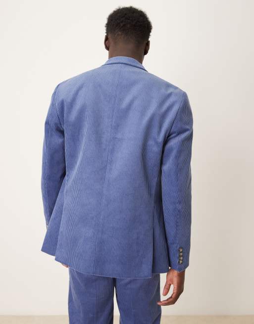  Chaqueta de traje azul de corte estándar con doble botonadura de pana de ASOS DESIGN, 4 de 5