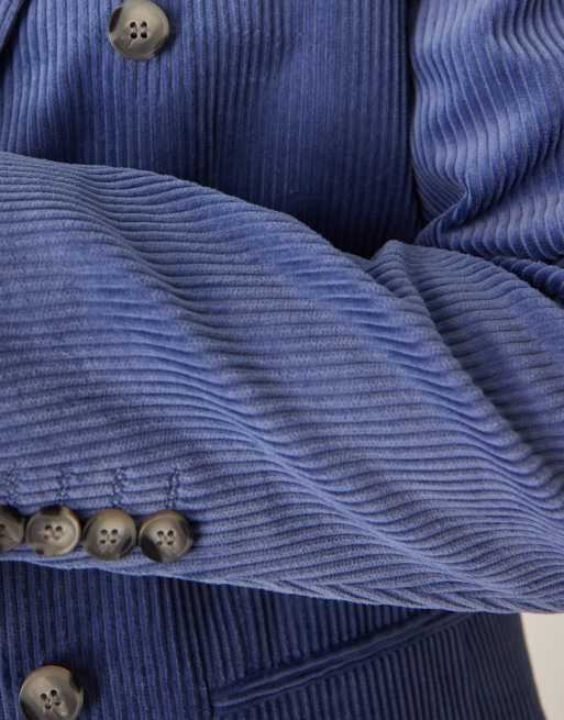  Chaqueta de traje azul de corte estándar con doble botonadura de pana de ASOS DESIGN, 5 de 5