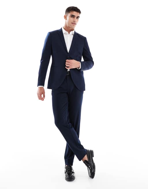 Chaqueta de traje azul marino de corte slim de punto liso de Jack & Jones, 5 de 5