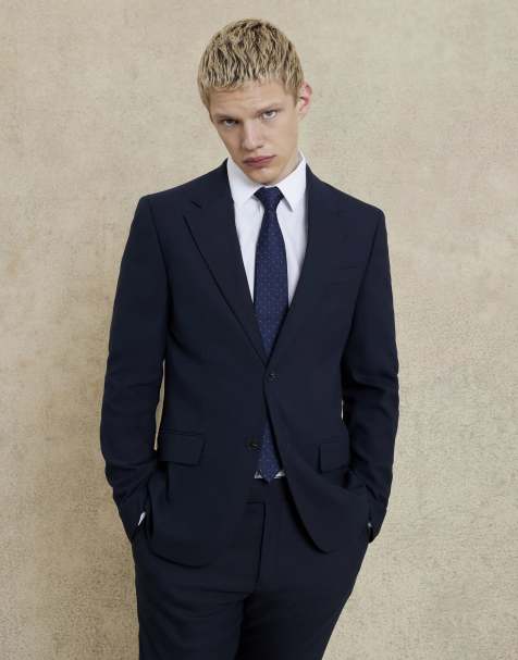 Chaqueta de traje azul marino de corte slim de River Island - view 1
