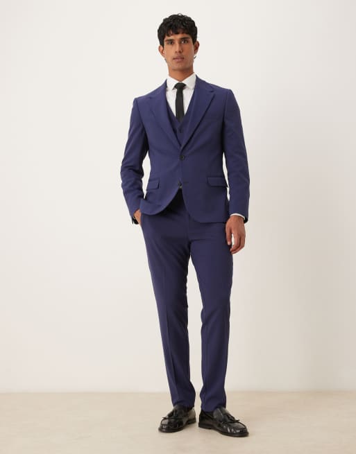Chaqueta de traje azul marino entallada elástica de ASOS DESIGN, 2 de 5