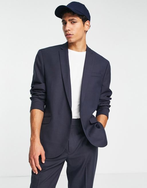 Traje azul marino extragrande de chaqueta y pantalones tapered de Topman, 3 de 3