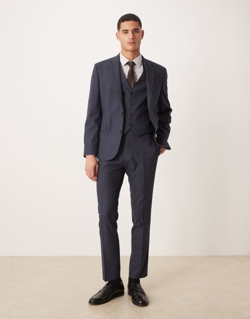 Chaqueta de traje azul marino microtexturizada de corte slim de ASOS DESIGN, 2 de 5