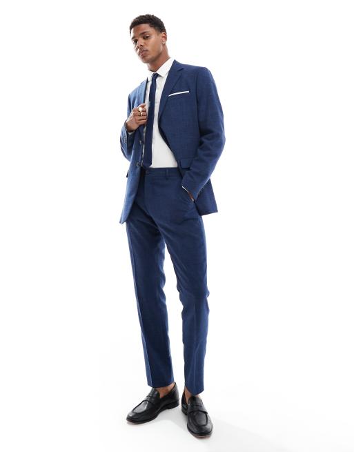 Blazer Azul Terno Azul Marino Con Zapatos Marrones Blazer Azul