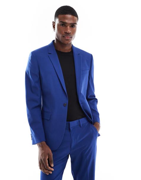 Chaqueta de traje azul real de corte slim de ASOS DESIGN - view 1