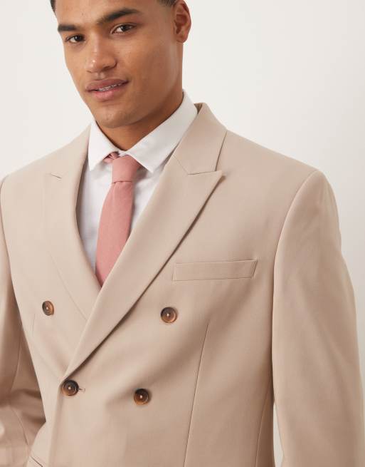 Chaqueta de traje beis de corte slim con doble botonadura de ASOS DESIGN, 5 de 5