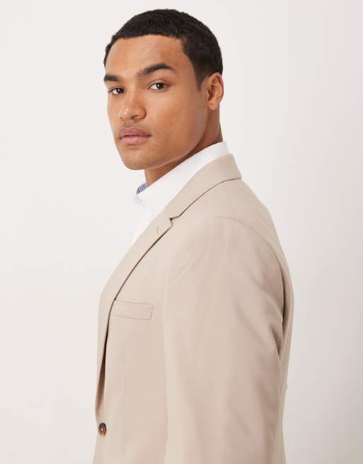 Chaqueta de traje beis de corte slim de ASOS DESIGN, 4 de 5