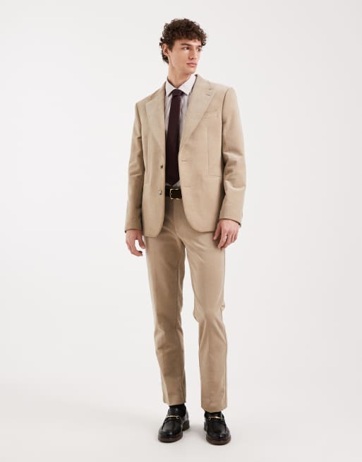 Chaqueta de traje beis de corte slim de pana de ASOS DESIGN, 2 de 5