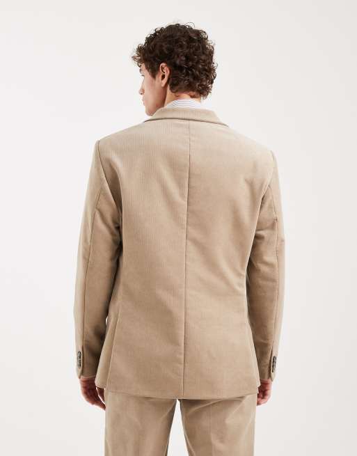 Chaqueta de traje beis de corte slim de pana de ASOS DESIGN, 3 de 5