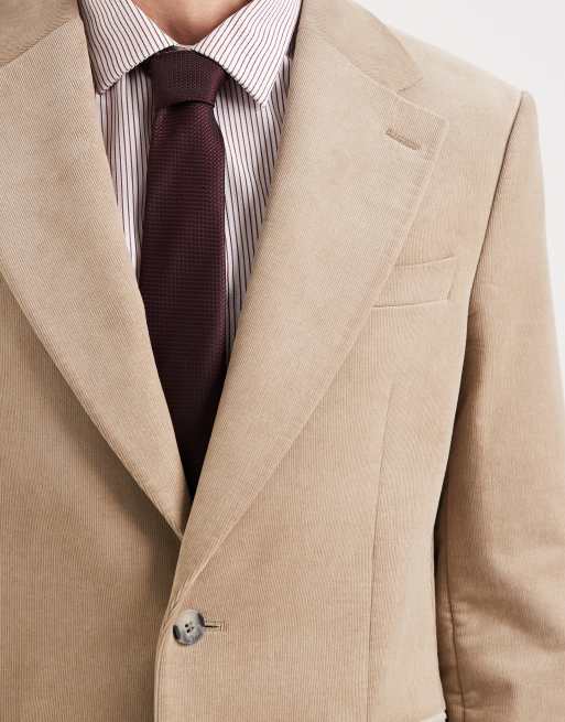 Chaqueta de traje beis de corte slim de pana de ASOS DESIGN, 5 de 5