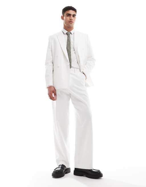 Chaqueta de traje blanca con doble botonadura de ASOS DESIGN