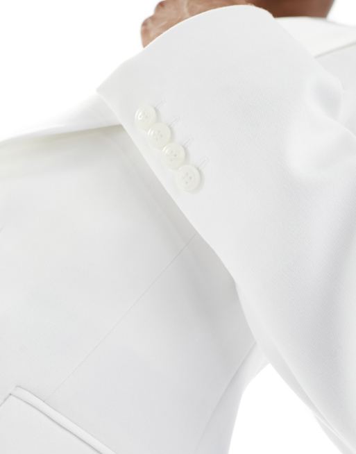 Chaqueta de traje blanca entallada con solapas exageradas de satén de ASOS DESIGN, 3 de 5