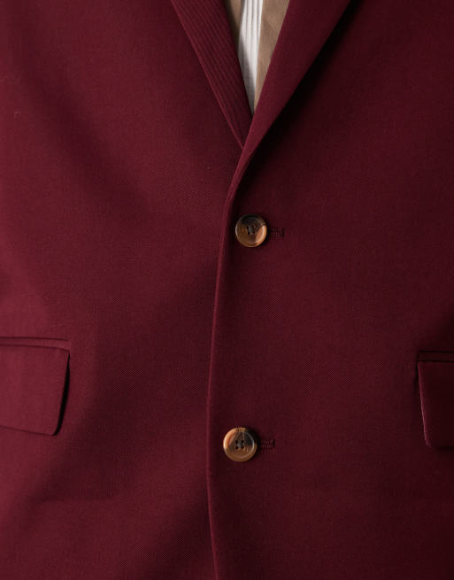 Chaqueta de traje burdeos de corte cuadrado holgado de sarga de ASOS DESIGN, 3 de 5