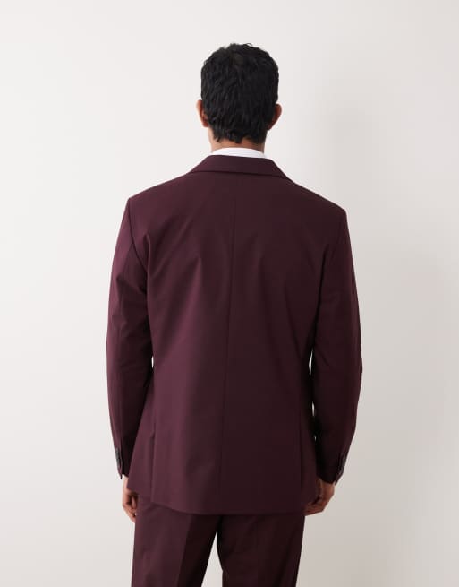 Chaqueta de traje burdeos de corte estándar con doble botonadura de ASOS DESIGN, 5 de 5