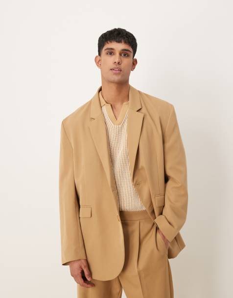 Chaqueta de traje color camel holgada extragrande de ASOS DESIGN - view 1