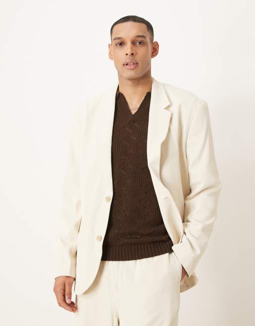 Chaqueta de traje color crudo claro de corte holgado suelto de ASOS DESIGN