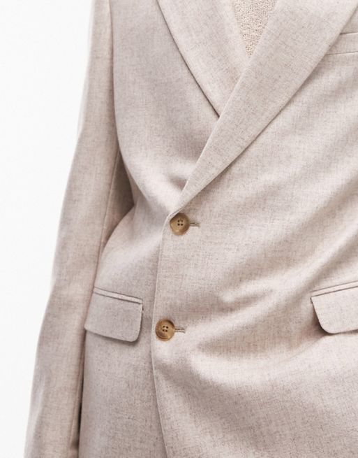 TRAJE de lana gris y beige, chaqueta con cuello de muesc…