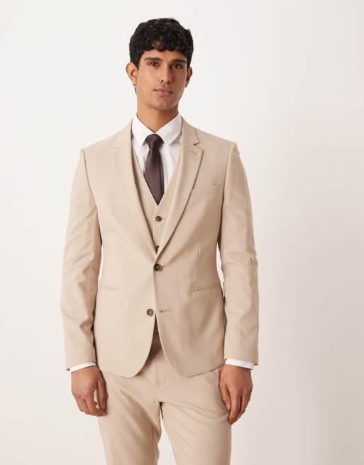 Chaqueta de traje color piedra claro entallada de ASOS DESIGN