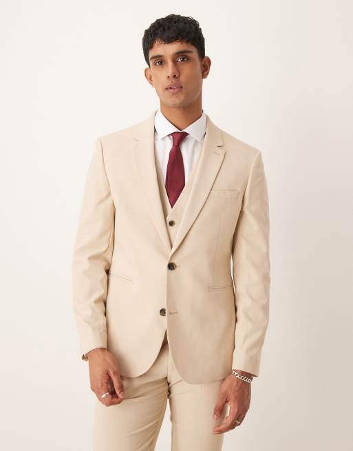 Chaqueta de traje color piedra de corte slim de ASOS DESIGN