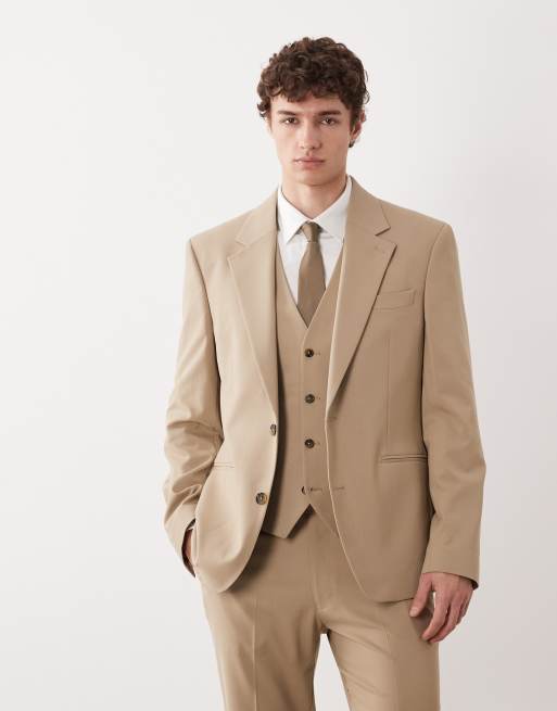 Chaqueta de traje color piedra de corte slim de ASOS DESIGN