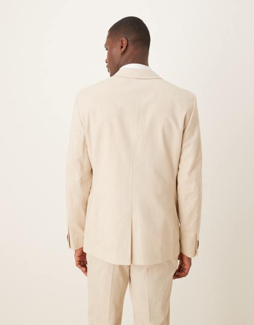 Chaqueta de traje color piedra de corte slim de tejido efecto lino de ASOS DESIGN, 2 de 5