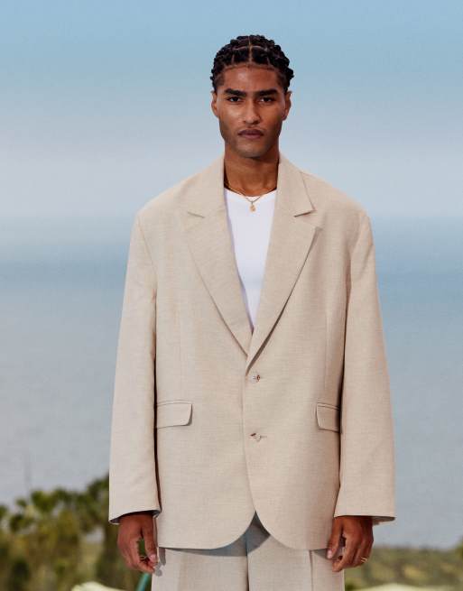 Chaqueta de traje color piedra de corte suelto extragrande de ASOS DESIGN