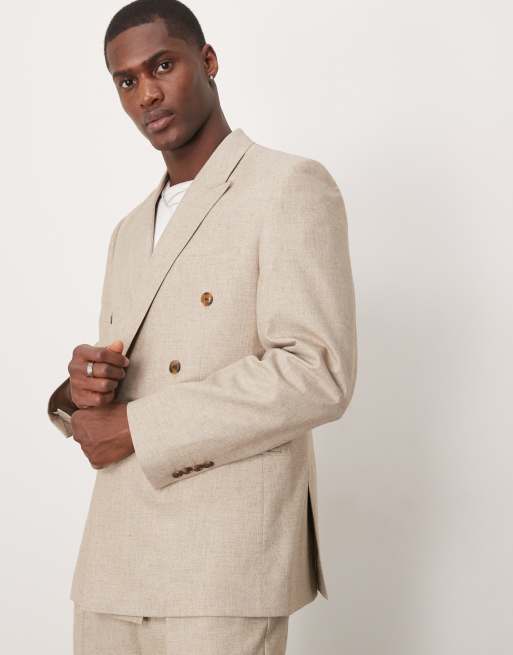 Chaqueta de traje color piedra jaspeado de corte slim de ASOS DESIGN
