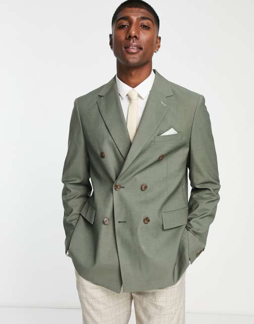 Chaqueta de traje color salvia suelta de bambú de Harry Brown