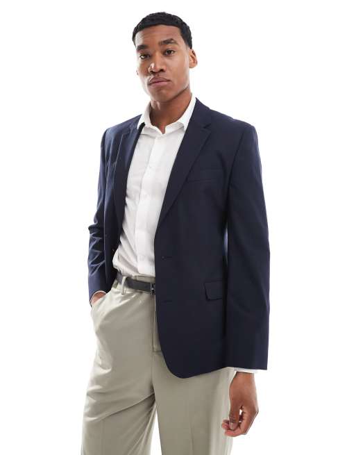Chaqueta de traje de corte slim en azul marino de ASOS DESIGN