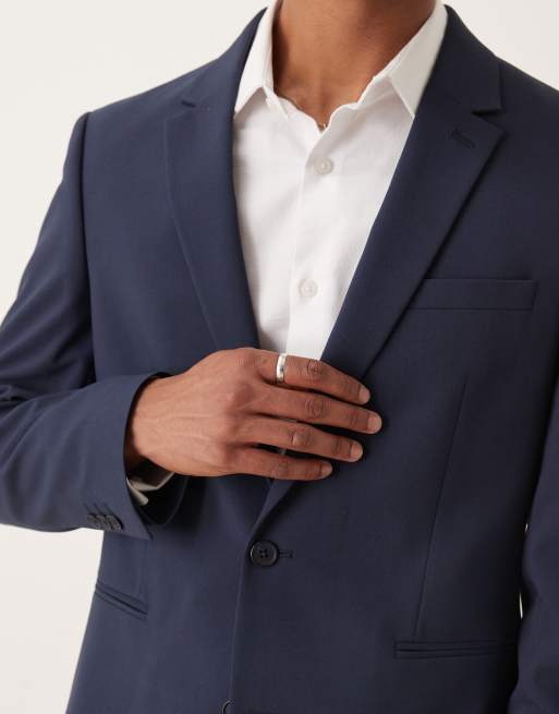 Chaqueta de traje de corte slim en azul marino de ASOS DESIGN, 5 de 5