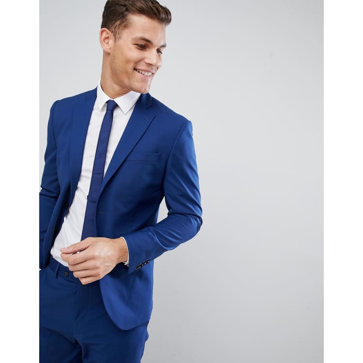 Chaqueta de traje de corte slim en azul marino de Mango Man ASOS