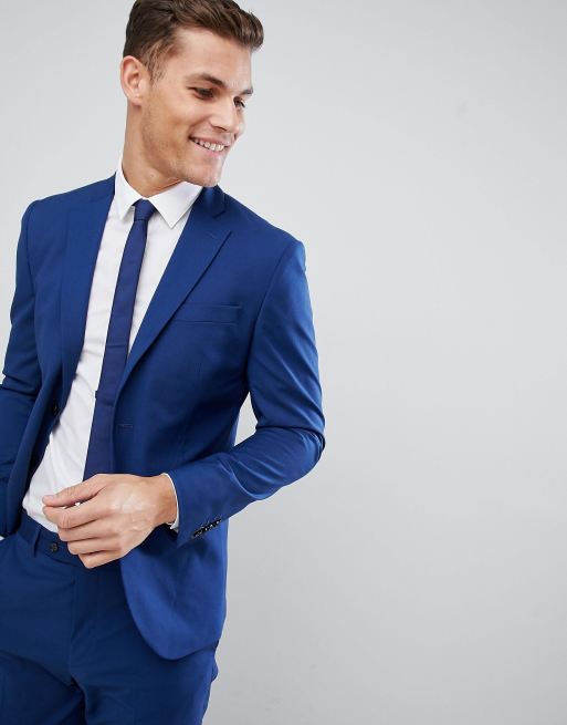 Chaqueta de traje de corte slim en azul marino de Mango Man ASOS