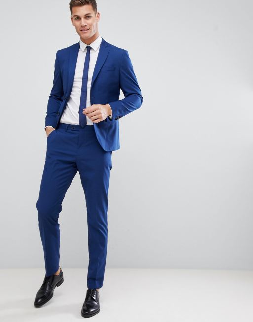 Chaqueta de traje de corte slim en azul Mango Man | ASOS