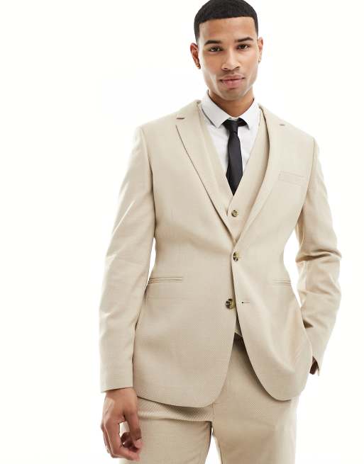 Chaqueta de traje de corte slim en color piedra de ASOS DESIGN wedding
