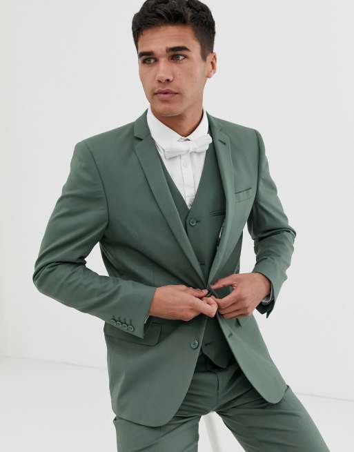 Traje entallado en verde salvia de ASOS DESIGN, 2 de 4