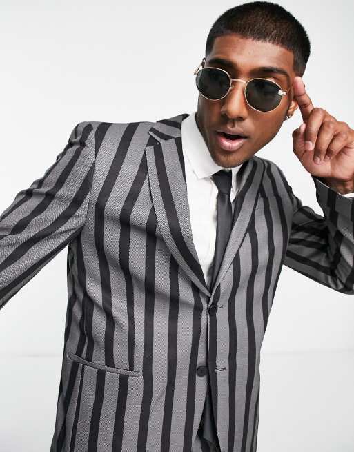 Chaqueta de traje entallada a rayas de crepé de Bolongaro Trevor