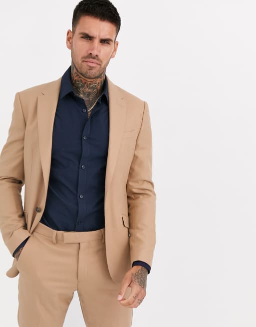 Traje entallado en color camel de River Island, 2 de 3