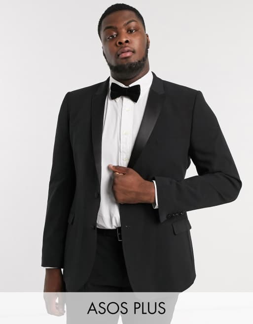 Chaqueta de traje estilo esmoquin muy ajustada en negro de ASOS DESIGN Plus