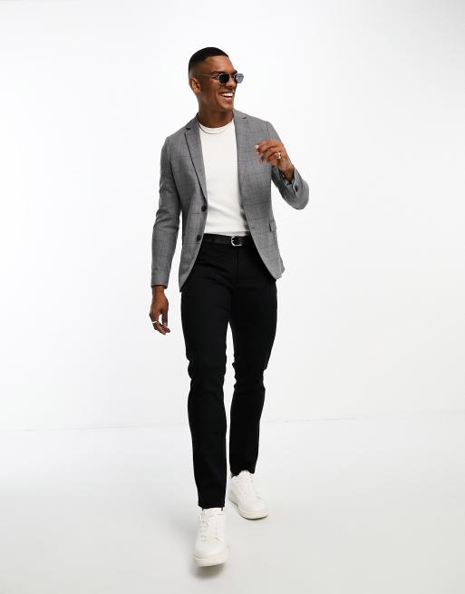 Chaqueta de traje gris a cuadros muy entallada de New Look, 2 de 5