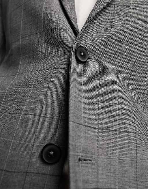 Chaqueta de traje gris a cuadros muy entallada de New Look, 5 de 5