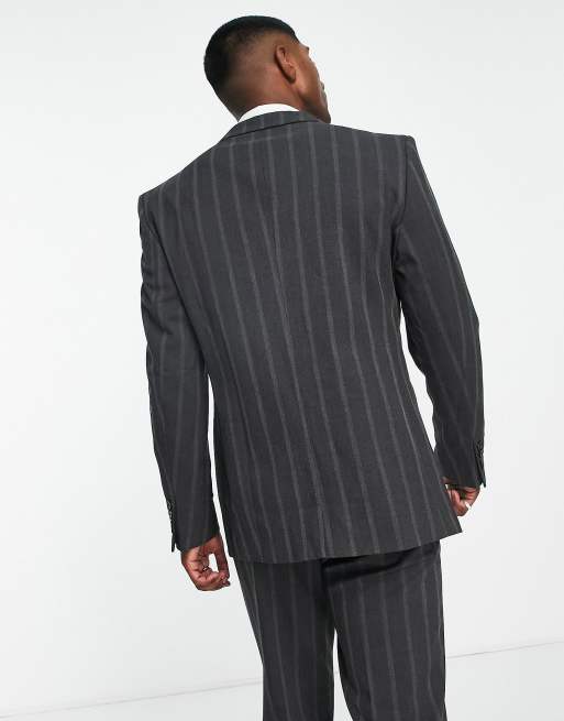 Chaqueta de traje gris carbón de corte slim con raya diplomática de Bando, 2 de 4