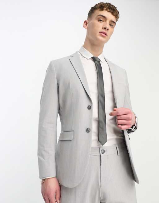 Chaqueta de traje gris claro de corte slim de Selected Homme ASOS
