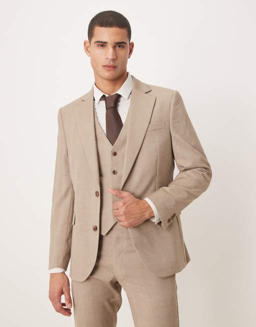 Chaqueta de traje marrón a cuadros entallada de ASOS DESIGN