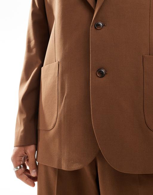 Chaqueta de traje marrón chocolate holgada de ASOS DESIGN, 3 de 5