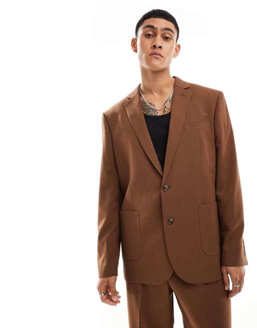 Chaqueta de traje marrón chocolate holgada de ASOS DESIGN, 4 de 5