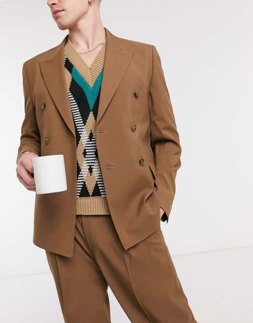 Traje marrón de traje cuadrado de ASOS DESIGN, 2 de 3