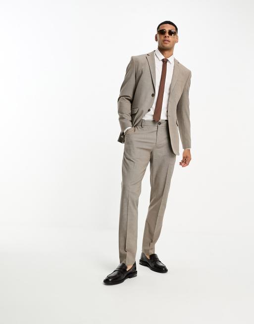 Chaqueta de traje marrón con estampado de pata de gallo de corte slim de Selected Homme, 2 de 5